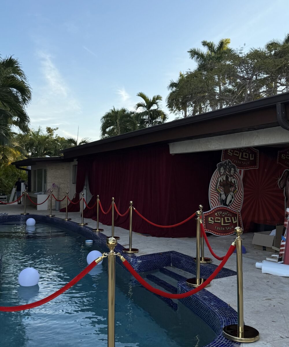 Gold Metal Stanchions with Red Velvet Rope - Image 2