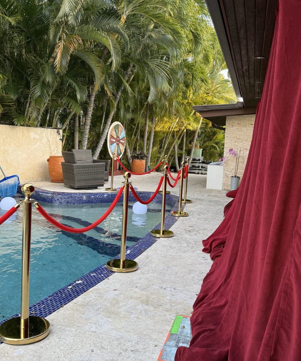 Gold Metal Stanchions with Red Velvet Rope - Image 3