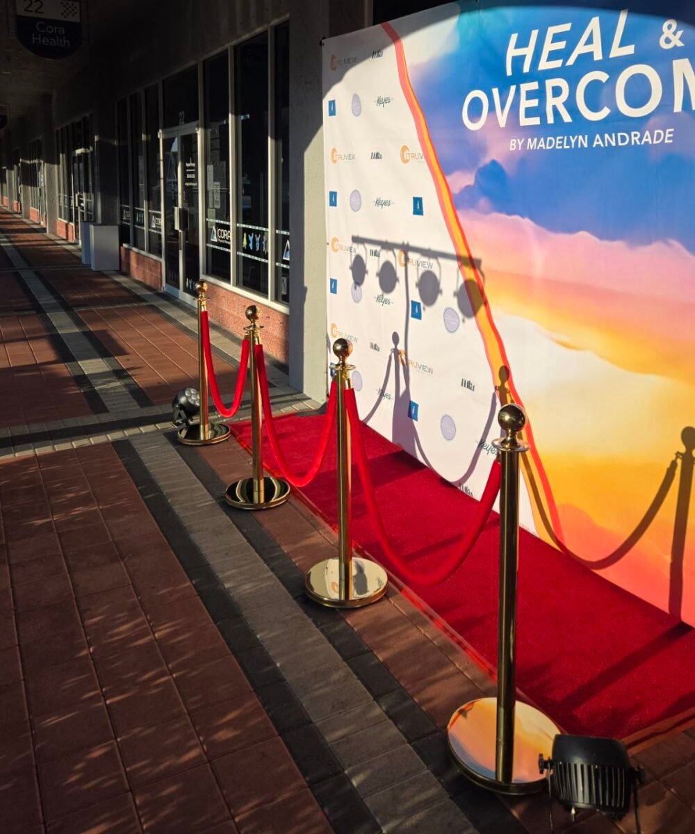 Red Carpet 4`x12` and Base for display of a step-and-repeat banner with Pro LED Video Lights - Image 3